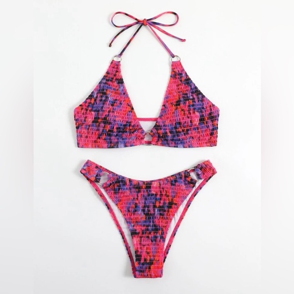🌈 Shein Multicolor Tie-Dye Halter Bikini Set - Size M 🌈 - Picture 3 of 5